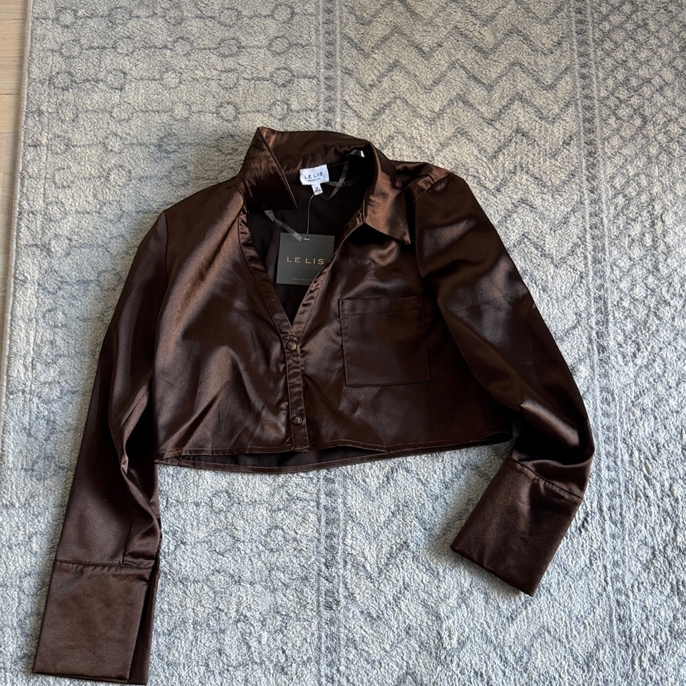 Women's Brown Satin Top NWT